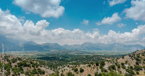 Plateau Lassithi, Crete, Greece, panoramic view, time lapse