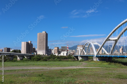 相模大橋とあゆみ橋（神奈川県）,ayumi bridge and sagami-ohashi bridge(atsugi city,kanagawa pref,japan) photo