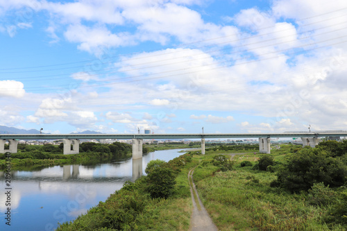 相模川と新東名高速道路（神奈川県）,sagami river(kanagawa pref,japan)