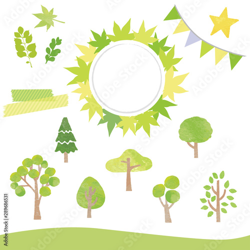 緑の木　葉　フレームなど