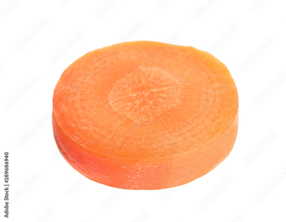 Slice of fresh ripe carrot isolated on white Slice of fresh ripe carrot isolated on white