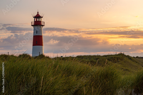 The beautiful Lighthouse List-Ost on the island Sylt, Germany 