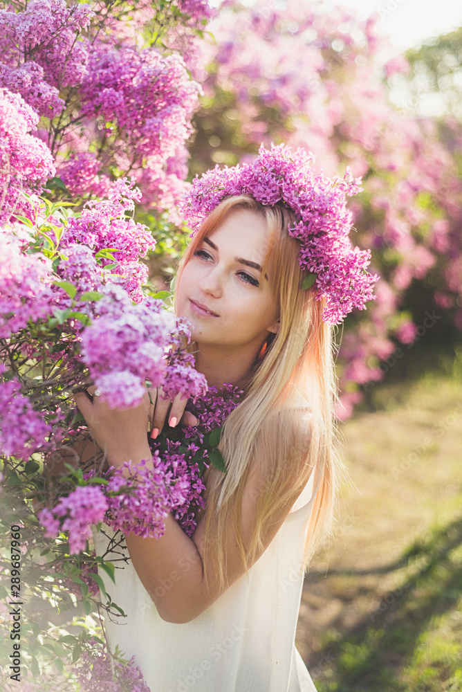 Girl blonde in lilac closeup Girl blonde in lilac closeup