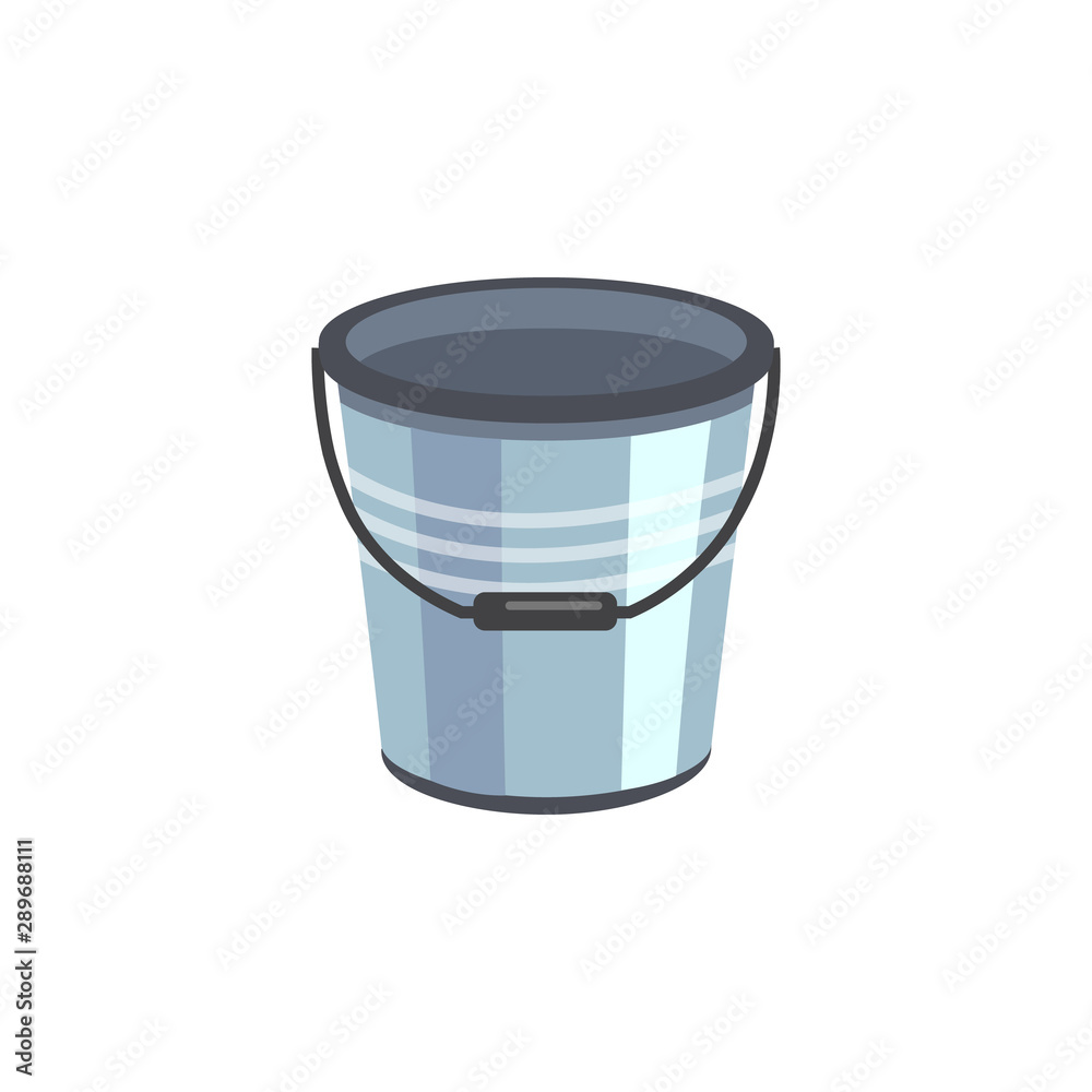Metal aluminum or enamel bucket cartoon vector flat illustration icon isolated. Metal aluminum or enamel bucket cartoon vector flat illustration icon isolated.