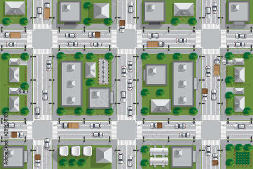 City. View from above. Vector illustration.