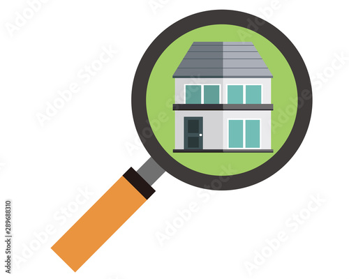 住宅 家 イラスト 一軒家 マイホーム 査定 虫眼鏡 見積 Vector De Stock Adobe Stock