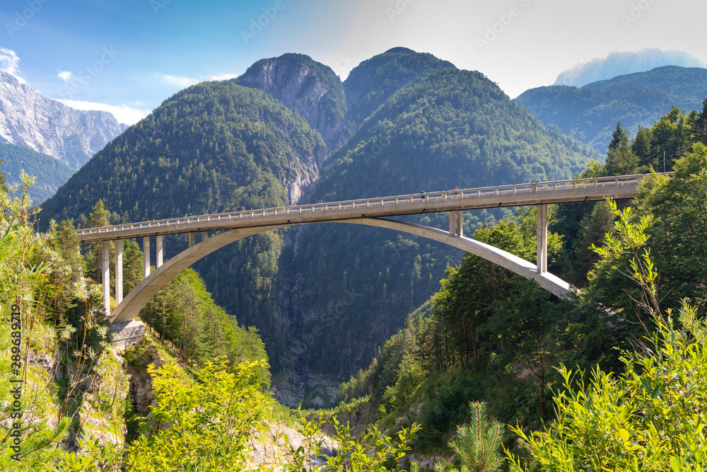 Mountain road to Mangart, Ttriglav national park, Slovenia Mountain road to Mangart, Ttriglav national park, Slovenia