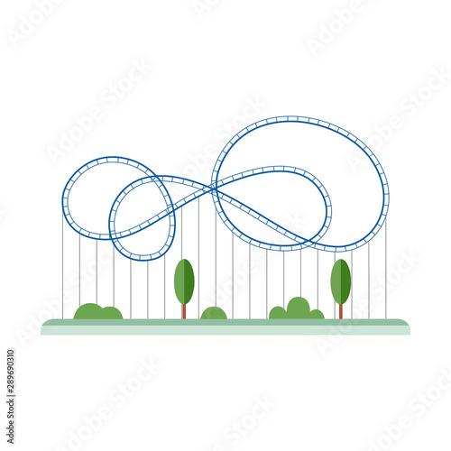 Blue cartoon rollercoaster with empty looping rail track