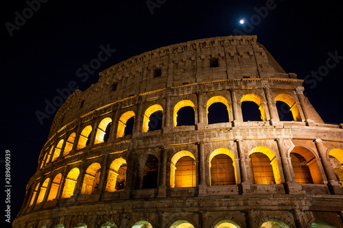 The famous Colosseum at night in Rome