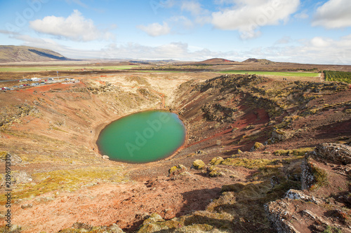 Fotografia, Obraz Kerið (Kerid) crater lake in Iceland in May
