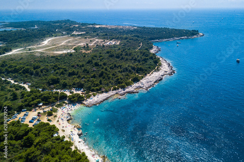 Kamenjak Njive beach near Premantura, Istria , Croatia. Aerial drone photo , summer 2019 © vskrinjaric