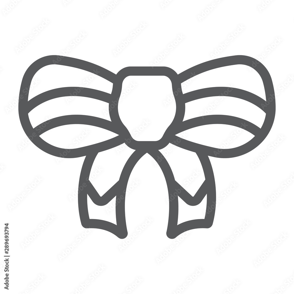 Festive bow line icon, christmas and decor, knot sign, vector graphics, a linear pattern on a white background. Festive bow line icon, christmas and decor, knot sign, vector graphics, a linear pattern on a white background.