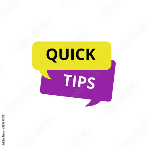Quick tips - isolated flat icon of purple and yellow speech bubble dialogue