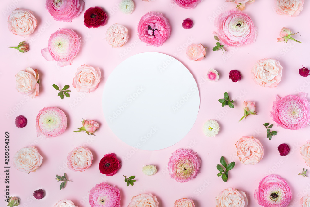 Flowers flat lay composition Flowers flat lay composition