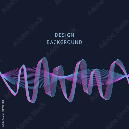 Abstract sound equaliser background with colorful blue and purple wave lines