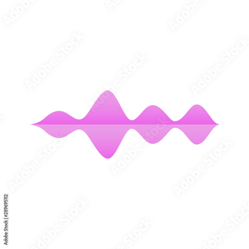 Purple music sound wave symbol with mirror reflection