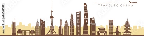 Shanghai skyline silhouette. Travel and tourism