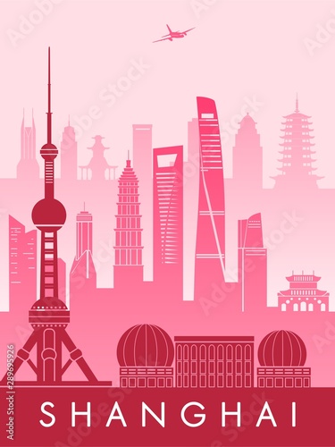 Shanghai city silhouette