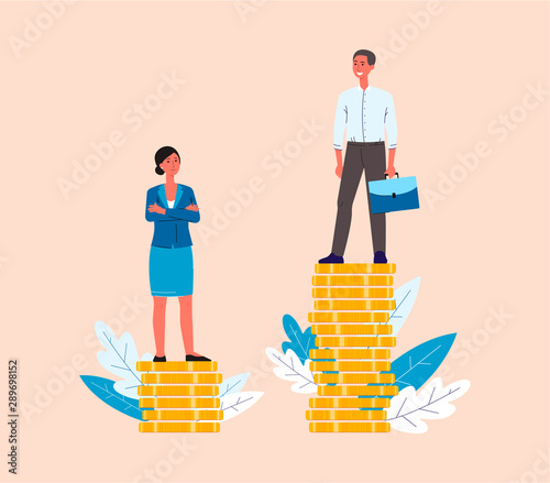 Glass ceiling and gender discrimination concept flat vector illustration isolated.