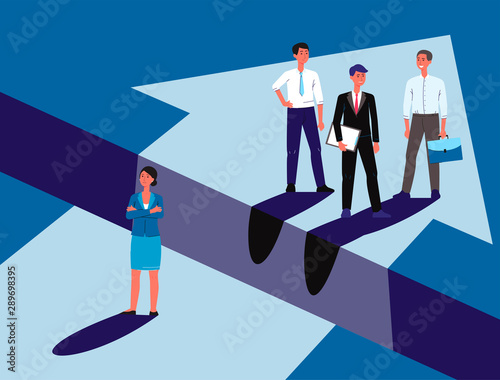 Gender discrimination - cartoon business woman sad at unequal career opportunity
