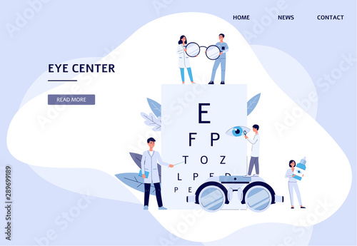 Eye center - flat landing page banner for ophthalmologist doctor clinic