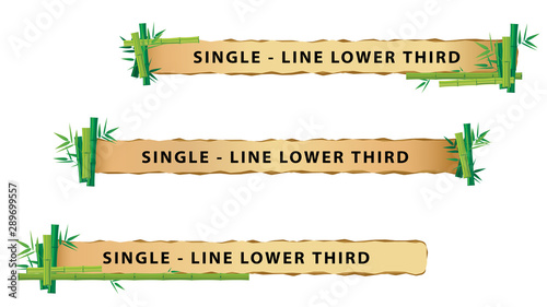 Vector video headline title or television news bar design template with bamboo theme isolated on white background