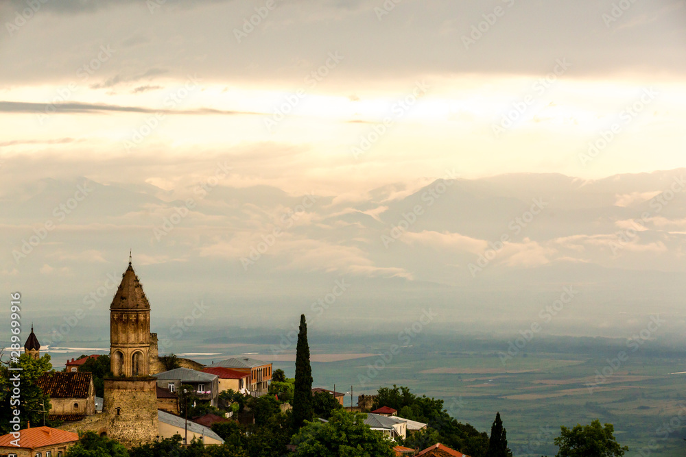 Fototapeta premium Small town Sighnaghi (Signagi) in Georgia at sunset
