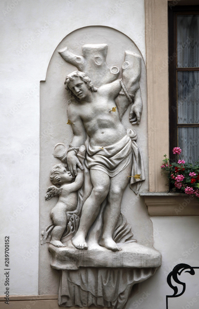 Fototapeta premium Saint Sebastian, Prague, House of the Golden Well