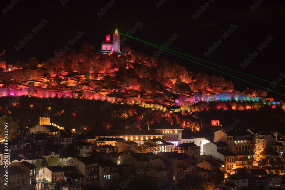 a beautiful light show in a medieval fortress