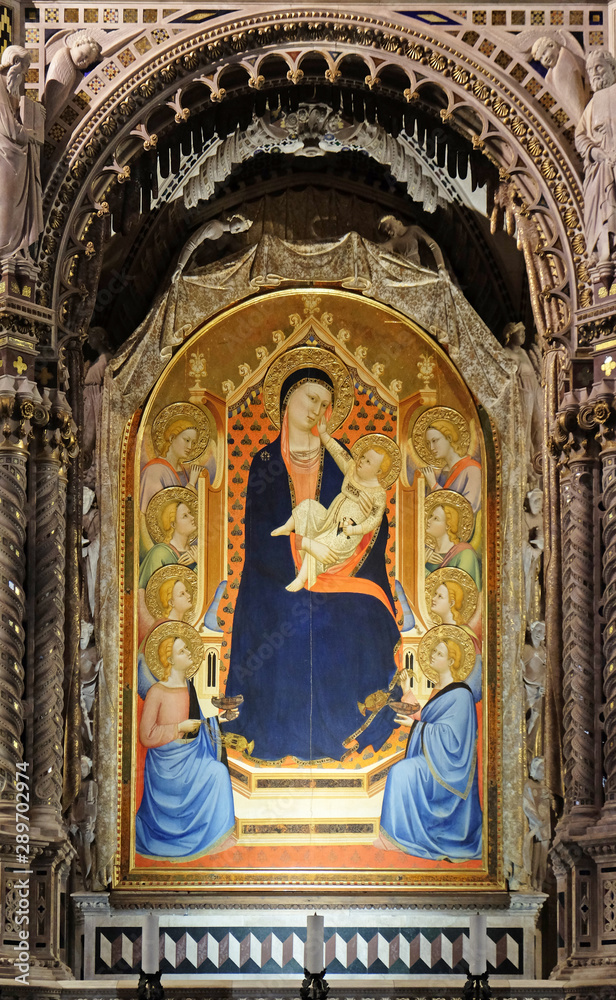 Madonna Child by Bernardo Daddi, altarpiece in Orsanmichele Church in Florence, Tuscany, Italy