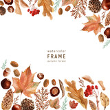 Watercolor frames Bright lace autumn