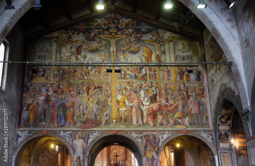 Passion and Crucifixion by Bernardino Luini, fresco in the Santa Maria degli Angeli church in Lugano, Switzerland photo