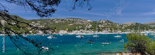 Picturesque panoramic view of Andratx hillside town. Mallorca Island, Baleares, Spain