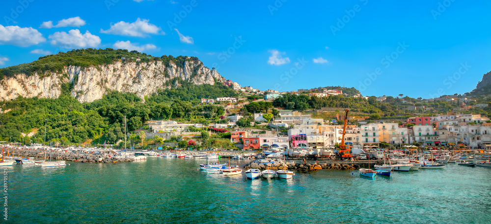 Harbour and port Marina Grande on island of Capri. Italy