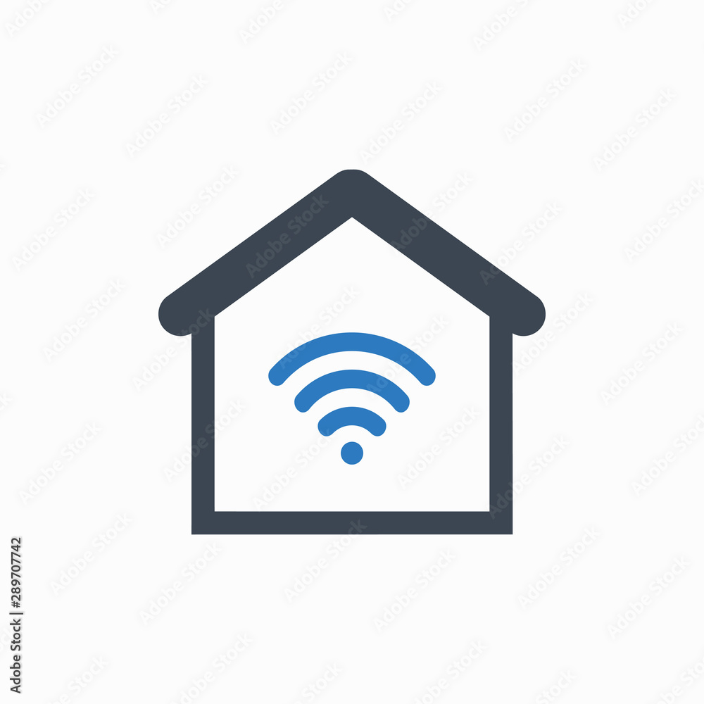Home Wifi icon sign. Wi-fi symbol. Wireless Network icon. Wifi zone icon concept. Smart house icon vector. Home Wifi icon sign. Wi-fi symbol. Wireless Network icon. Wifi zone icon concept. Smart house icon vector.