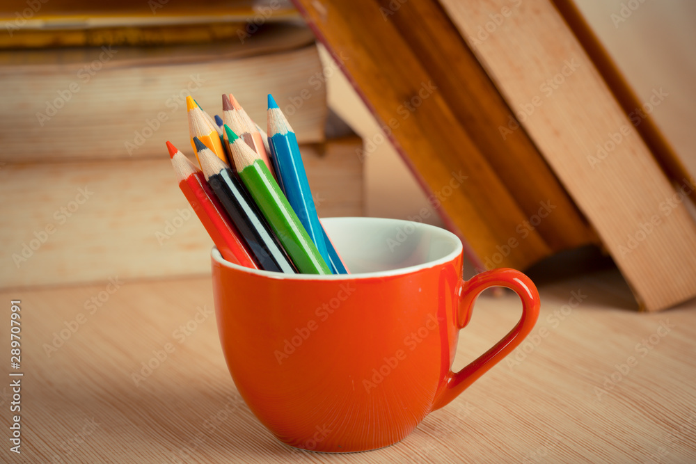 Group of colorful pencils close up. Education and arts tools Group of colorful pencils close up. Education and arts tools