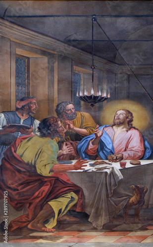 Supper at Emmaus, fresco in the basilica of Saint Andrew in Mantua, Italy
