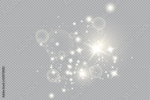Set of Vector glowing light effect stars bursts with sparkles on transparent background. Transparent stars.