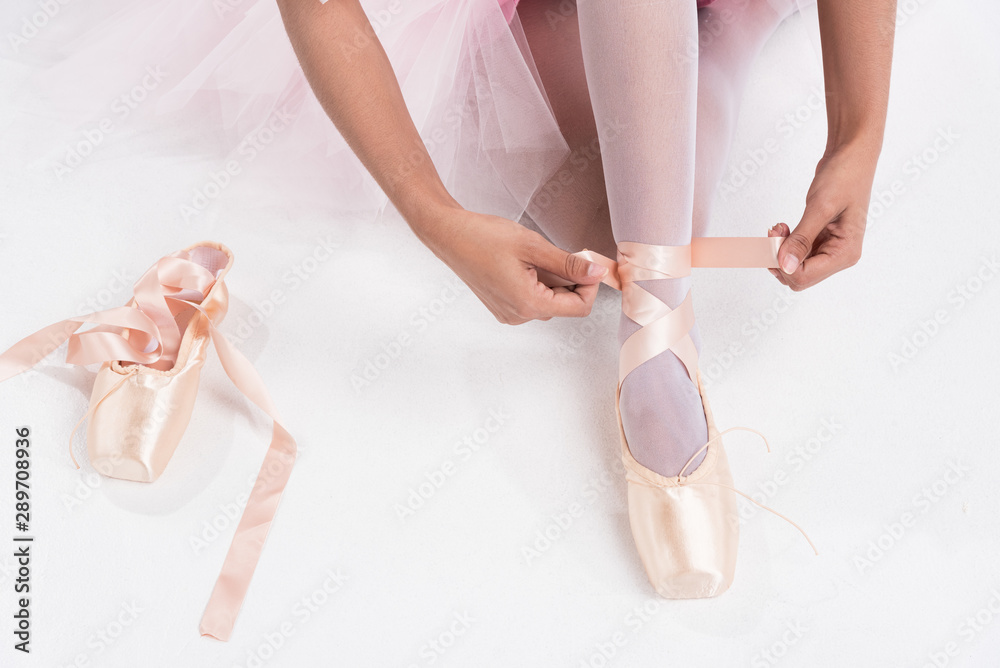 Bungalow affjedring Resten Beautiful young woman ballerina wear and tie ballet shoes before show ballet  dance,dress in pink feather,professional outfit,Beauty of classic ballet.  Stock Photo | Adobe Stock