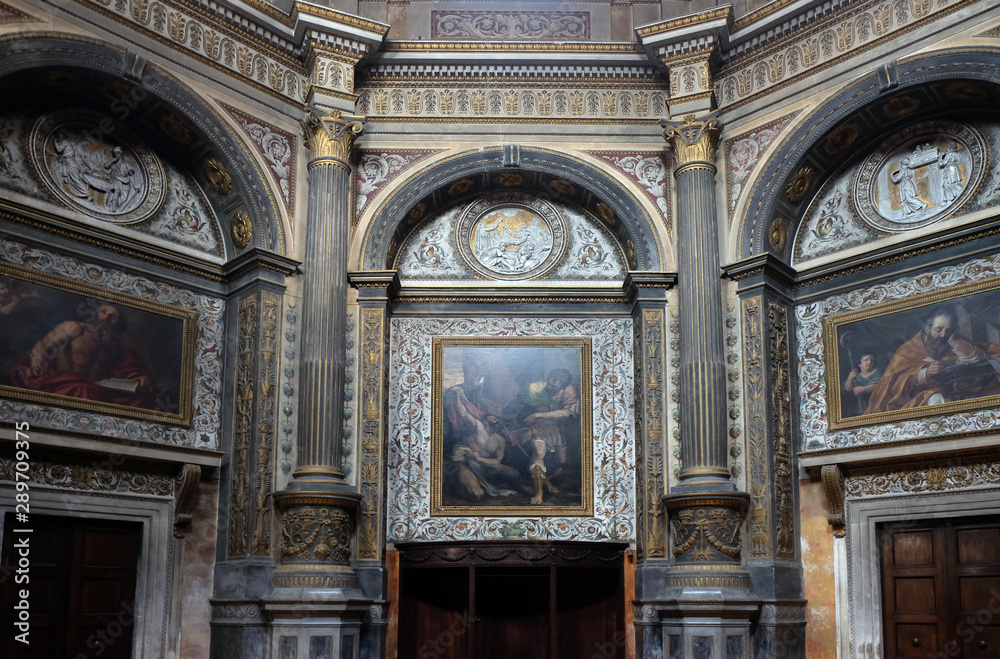 Interior of the Mantua Cathedral dedicated to Saint Peter, Italy 
