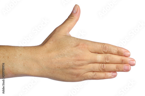 main tendue ou poignée de main, isolée sur fond blanc