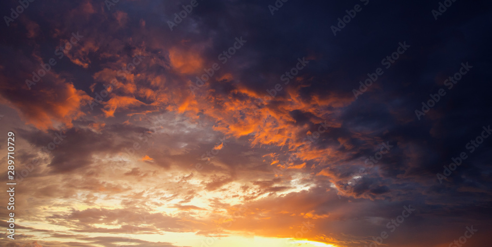 The image of the evening sky as the night approached the burning sky