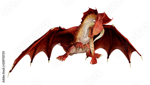 3D Rendering Fairy Tale Dragon on White