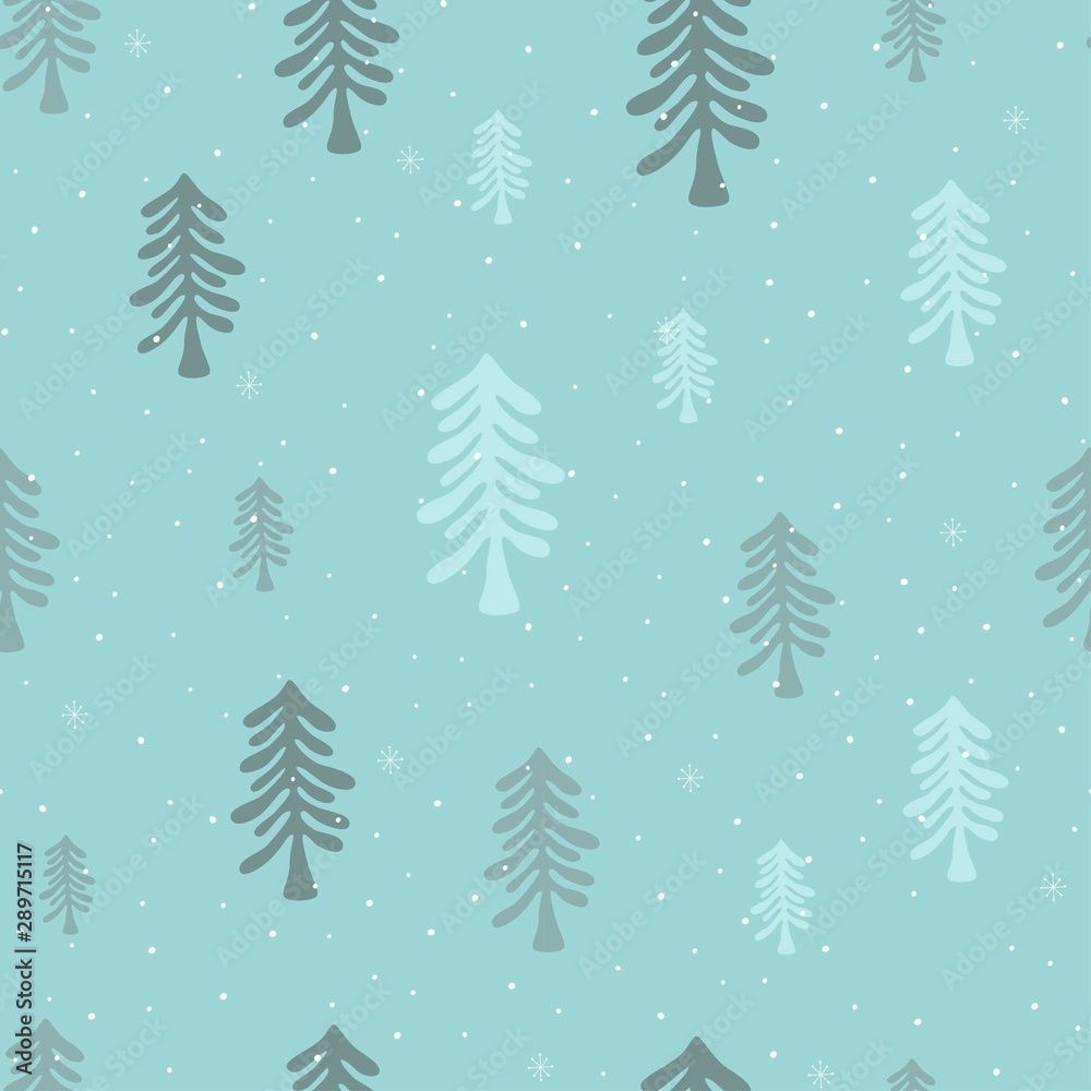 Cute winter seamless pattern with christmas tree and snow. Vector illustration. Cute winter seamless pattern with christmas tree and snow. Vector illustration.
