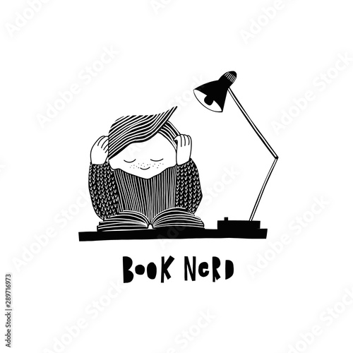 Reading book illustration lettering typography
