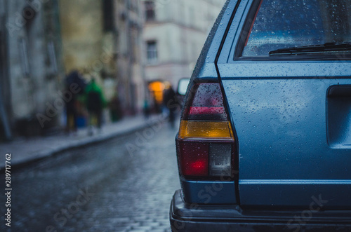 Car under a rain