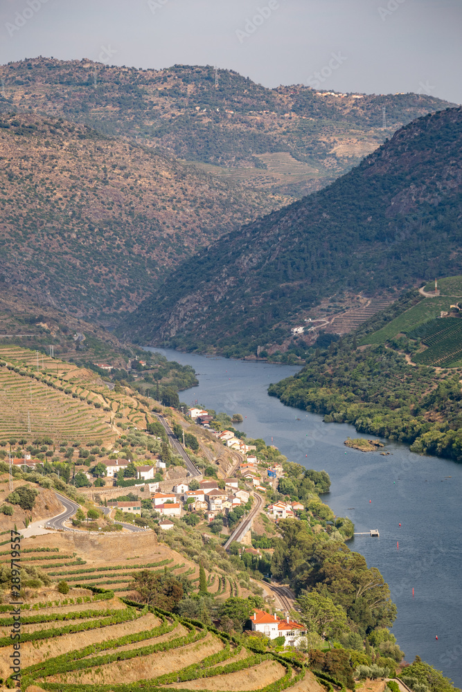 Scenic view of Alto Douro Vinhateiro with terraces and vineyards