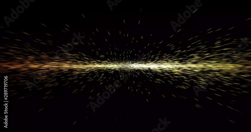 Abstract hyperspace, moving yellow lights.