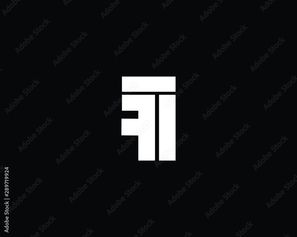 Professional and Minimalist Letter FT TF Logo Design, Editable in Vector Format in Black and White Color