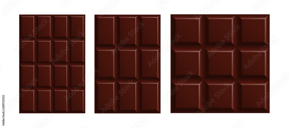 Dark bitter chocolate bars of different sizes set Dark bitter chocolate bars of different sizes set